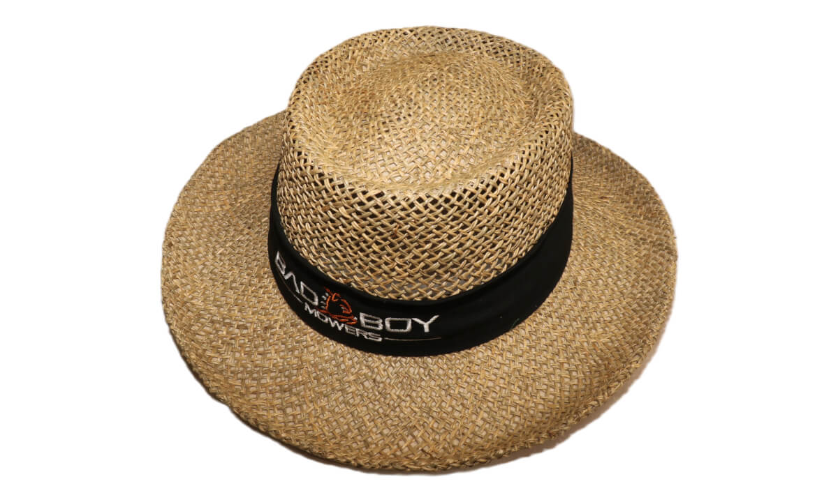STRAW HAT WITH BLACK BAD BOY MOWERS BAND