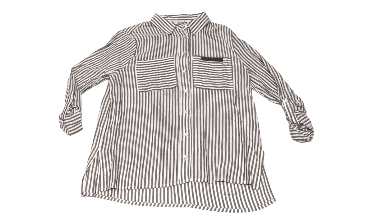 Small- Ladies Black Vertical Stripe Long Sleeve