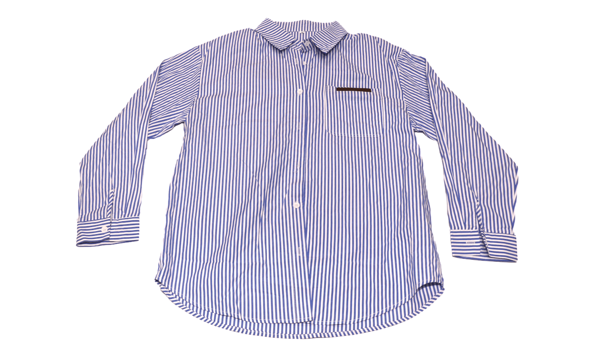 XL - Ladies Blue Vertical Stripe Long Sleeve