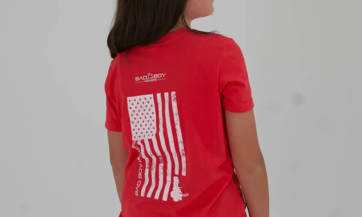 Large - Kids Heather Red / White Vertical Flag