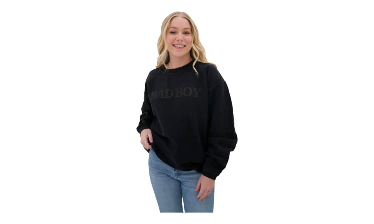 Medium Ladies Black Corded Sweatshirt