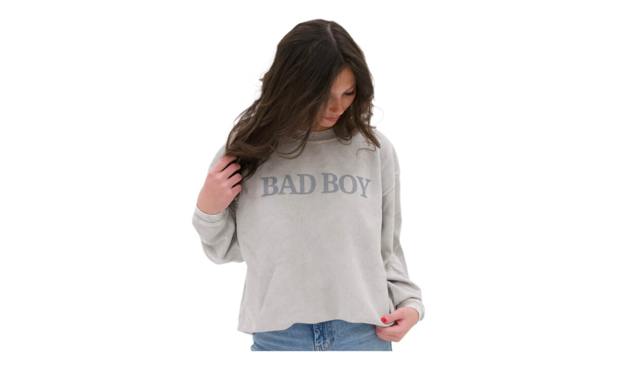 Large Ladies Grey Corded Sweatshirt