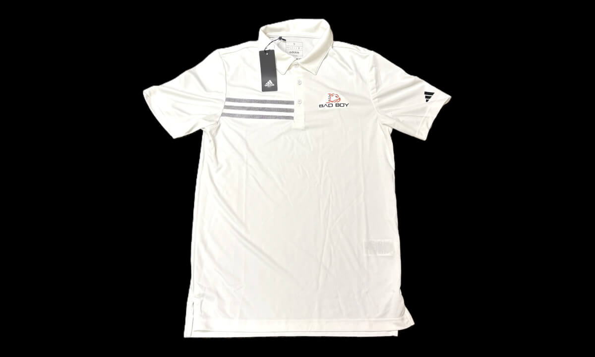 Medium - White Adidas 3 Stripe Primary Logo Polo